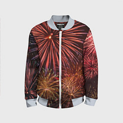 Бомбер детский Яркий красочный фейерверк, цвет: 3D-серый
