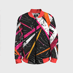 Бомбер детский Разноцветные праздничные линии, цвет: 3D-красный