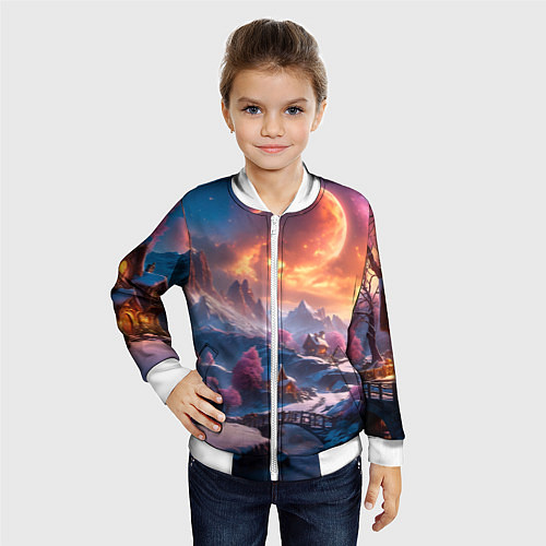 Детский бомбер Fantasy river village / 3D-Белый – фото 4