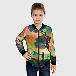 Бомбер детский На природе абстракция, цвет: 3D-черный — фото 2