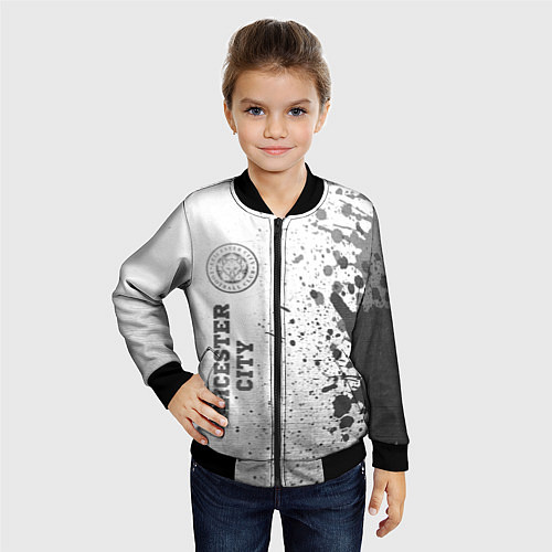 Детский бомбер Leicester City - white gradient по-вертикали / 3D-Черный – фото 4