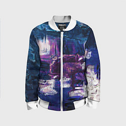 Бомбер детский Глитч текстура - искаженное пространство, цвет: 3D-белый