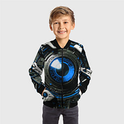 Бомбер детский Синяя сфера киберпанк, цвет: 3D-черный — фото 2