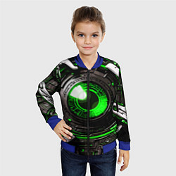 Бомбер детский Зелёная сфера киберпанк, цвет: 3D-синий — фото 2