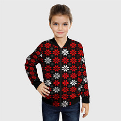 Бомбер детский Red and white stars on a black background, цвет: 3D-черный — фото 2