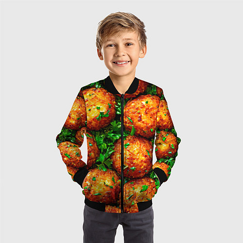 Детский бомбер Котлеты / 3D-Черный – фото 3