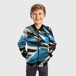 Бомбер детский Чёрно-сине-белая абстракция, цвет: 3D-черный — фото 2