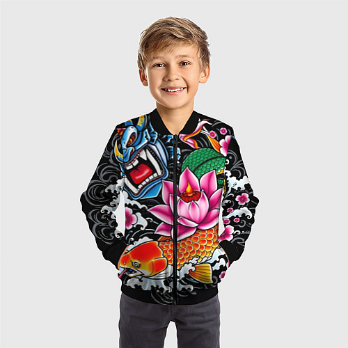Детский бомбер Иредзуми татуировка / 3D-Черный – фото 3