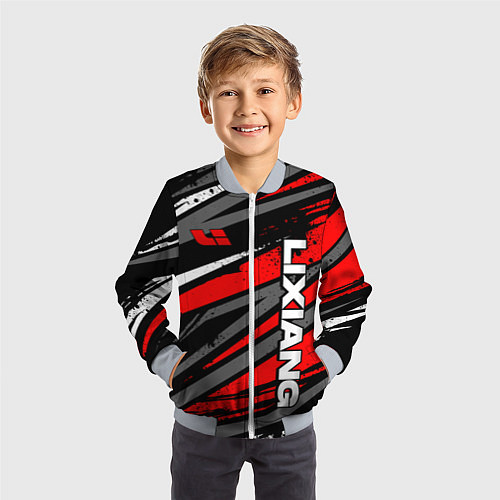 Детский бомбер Lixiang - агрессивный красный / 3D-Серый – фото 3