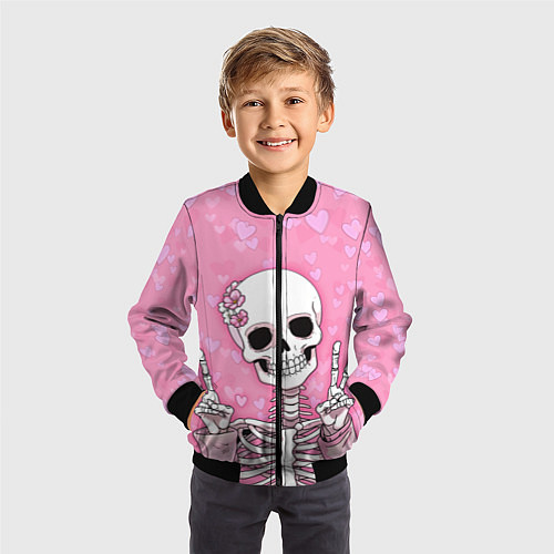 Детский бомбер Скелет-милашка / 3D-Черный – фото 3