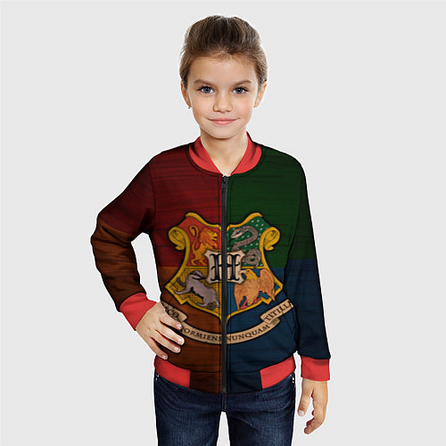 Детский бомбер Hogwarts emblem / 3D-Красный – фото 4