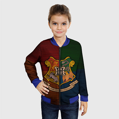 Детский бомбер Hogwarts emblem / 3D-Синий – фото 4