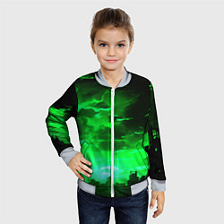 Бомбер детский Кислотный зелёный закат, цвет: 3D-серый — фото 2