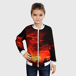 Бомбер детский Багровый апокалиптический закат, цвет: 3D-белый — фото 2