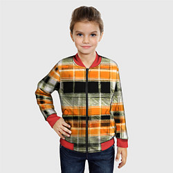 Бомбер детский Белые полосы на чёрно-жёлтом фоне, цвет: 3D-красный — фото 2