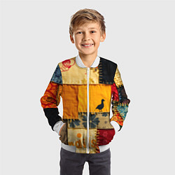 Бомбер детский Пэчворк с птичкой, цвет: 3D-белый — фото 2