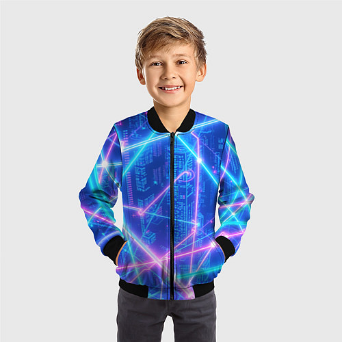 Детский бомбер Неоновые провода / 3D-Черный – фото 3