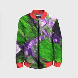 Бомбер детский Фиолетовый минерал в зелёном камне, цвет: 3D-красный