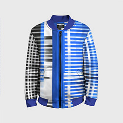 Бомбер детский White stripes on a black and blue background, цвет: 3D-синий