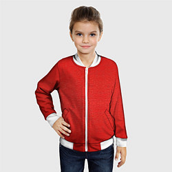 Бомбер детский Красная кожаная текстура, цвет: 3D-белый — фото 2