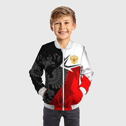 Бомбер детский Герб России - красно-белый, цвет: 3D-белый — фото 2