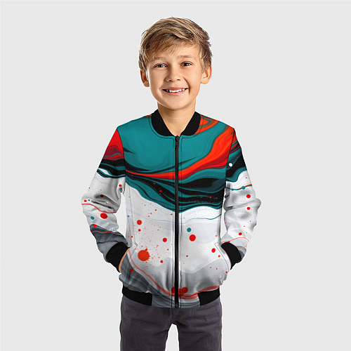 Детский бомбер Эбру красочная абстракция / 3D-Черный – фото 3