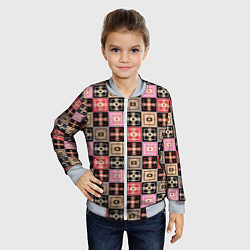 Бомбер детский Разноцветная плитка с геометрическим рисунком, цвет: 3D-серый — фото 2