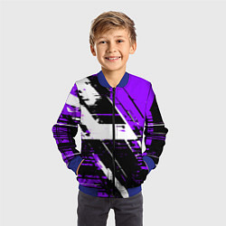 Бомбер детский Diagonal black and white stripes on a purple backg, цвет: 3D-синий — фото 2