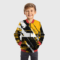Бомбер детский Diagonal black and white stripes on a yellow backg, цвет: 3D-красный — фото 2