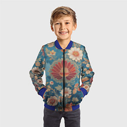 Бомбер детский Ботанические узоры, цвет: 3D-синий — фото 2