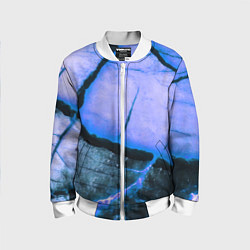 Бомбер детский Трещины на абстрактном синем фоне, цвет: 3D-белый