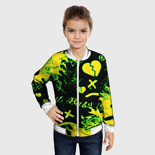 Детский бомбер Lil Peep кислотные автографы / 3D-Белый – фото 4