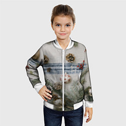 Бомбер детский Новогодние украшения, цвет: 3D-белый — фото 2
