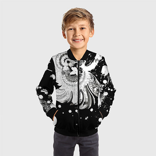 Детский бомбер Абстрактная экспрессивная композиция / 3D-Черный – фото 3