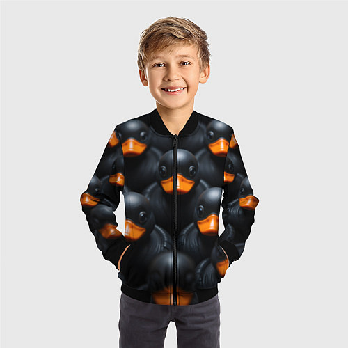 Детский бомбер Черные уточки / 3D-Черный – фото 3