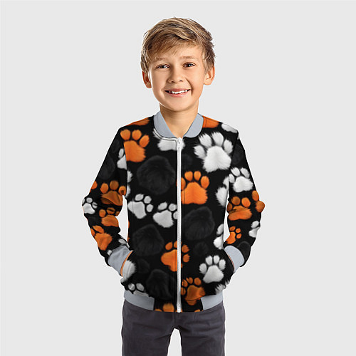 Детский бомбер Мохнатые лапки / 3D-Серый – фото 3