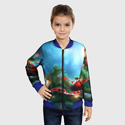 Бомбер детский Красные игрушки новогодние, цвет: 3D-синий — фото 2