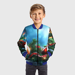 Бомбер детский Красные игрушки новогодние, цвет: 3D-синий — фото 2