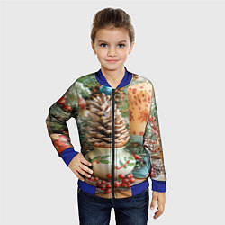 Бомбер детский Новогодняя атрибутика, цвет: 3D-синий — фото 2