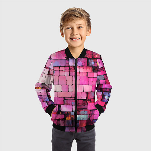 Детский бомбер Pink bricks / 3D-Черный – фото 3