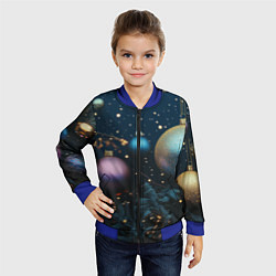 Бомбер детский Новогодние шары в блестках, цвет: 3D-синий — фото 2