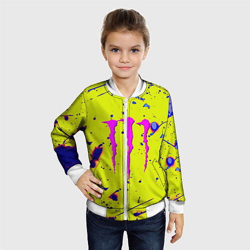 Детский бомбер Monster energy краски / 3D-Белый – фото 4