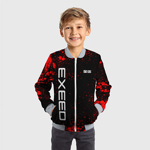Детский бомбер Exeed - красные брызги краски / 3D-Серый – фото 3