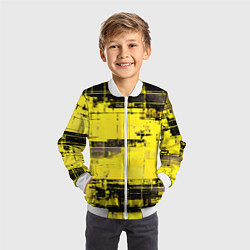 Бомбер детский Чёрно-жёлтый техно-паттерн, цвет: 3D-белый — фото 2