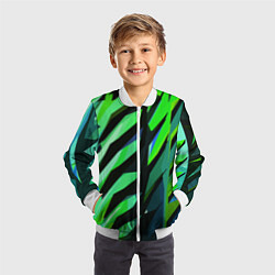 Бомбер детский Чёрно-зелёная абстракция, цвет: 3D-белый — фото 2