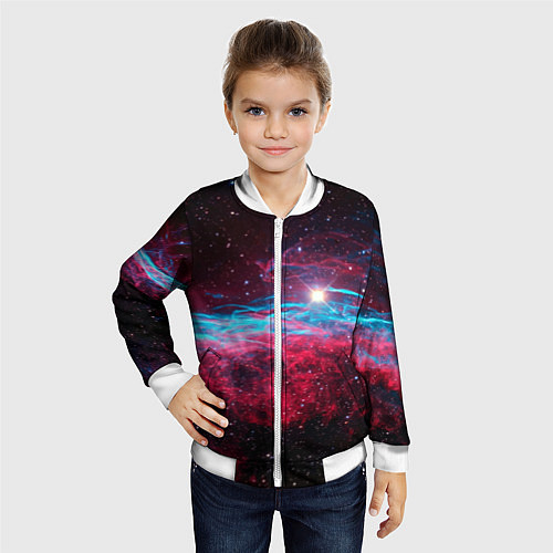 Детский бомбер Uy scuti star - neon space / 3D-Белый – фото 4