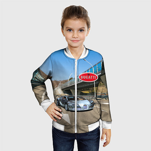 Детский бомбер Бугатти на трассе / 3D-Белый – фото 4