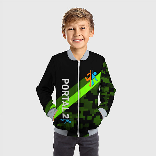 Детский бомбер Portal camo steel geometry / 3D-Серый – фото 3