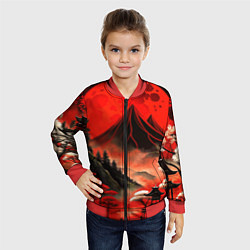 Бомбер детский Япония природа в красном цвете, цвет: 3D-красный — фото 2