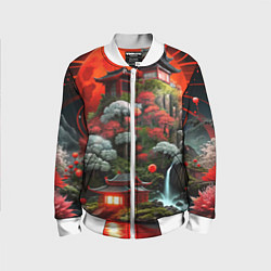 Бомбер детский Японская гора природа, цвет: 3D-белый